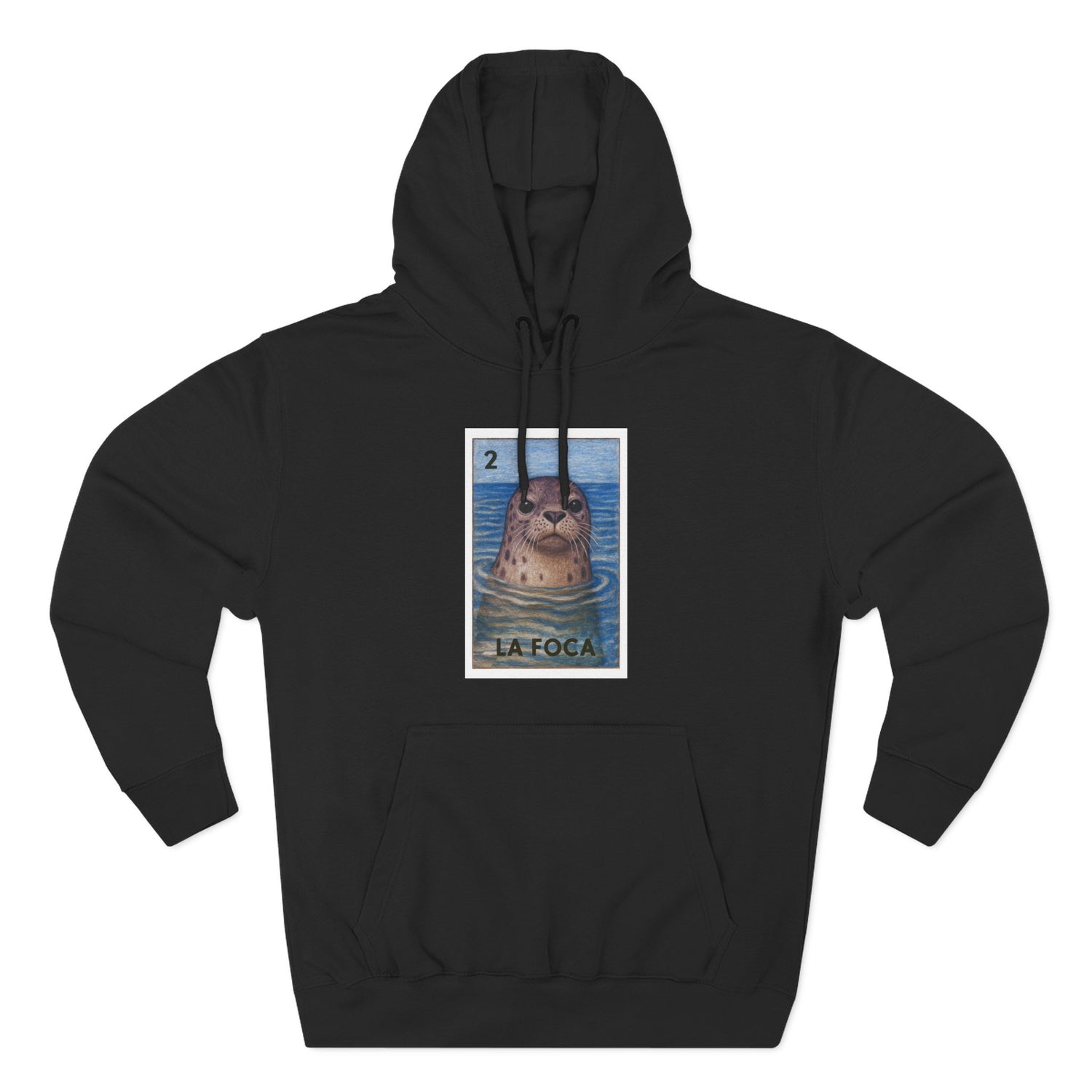 Seal Lotería Unisex - Pull-Over Cotton Blend Fleece Hoodie (La Foca)