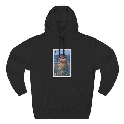 Seal Lotería Unisex - Pull-Over Cotton Blend Fleece Hoodie (La Foca)