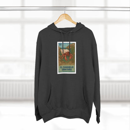 Hermit Crab Lotería Unisex - Pull-Over Cotton Blend Fleece Hoodie (El Cangrejo Ermitaño)