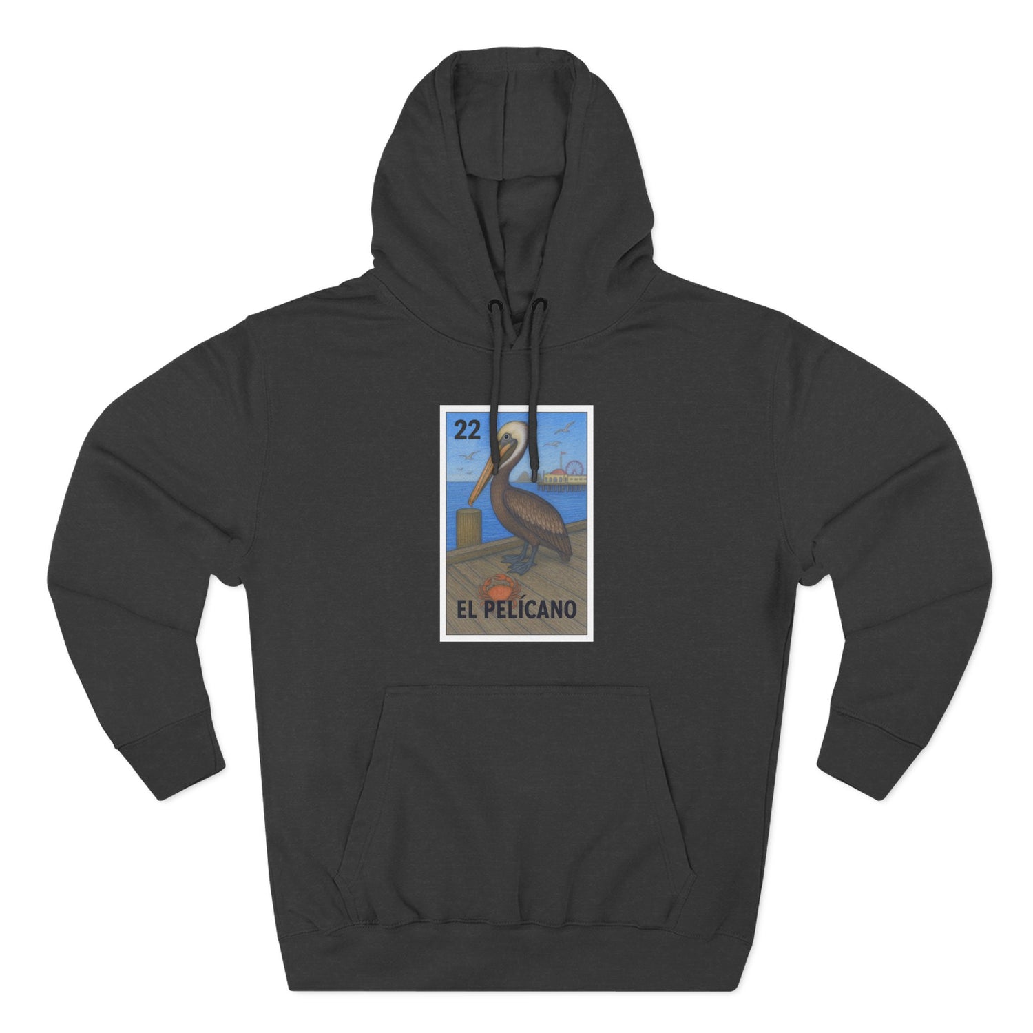 Pelican Lotería Unisex - Pull-Over Cotton Blend Fleece Hoodie (El Pelícano)