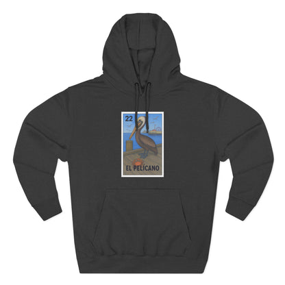 Pelican Lotería Unisex - Pull-Over Cotton Blend Fleece Hoodie (El Pelícano)