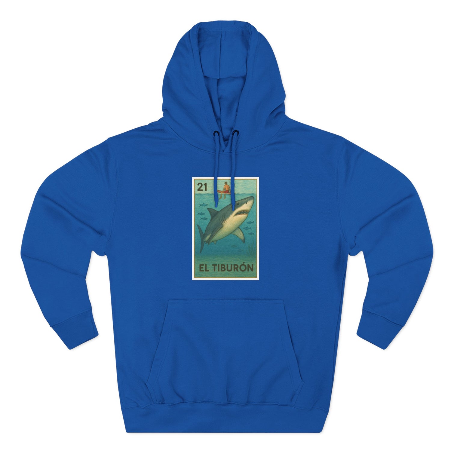 Shark Lotería Unisex - Pull-Over Cotton Blend Fleece Hoodie (El Tiburón)