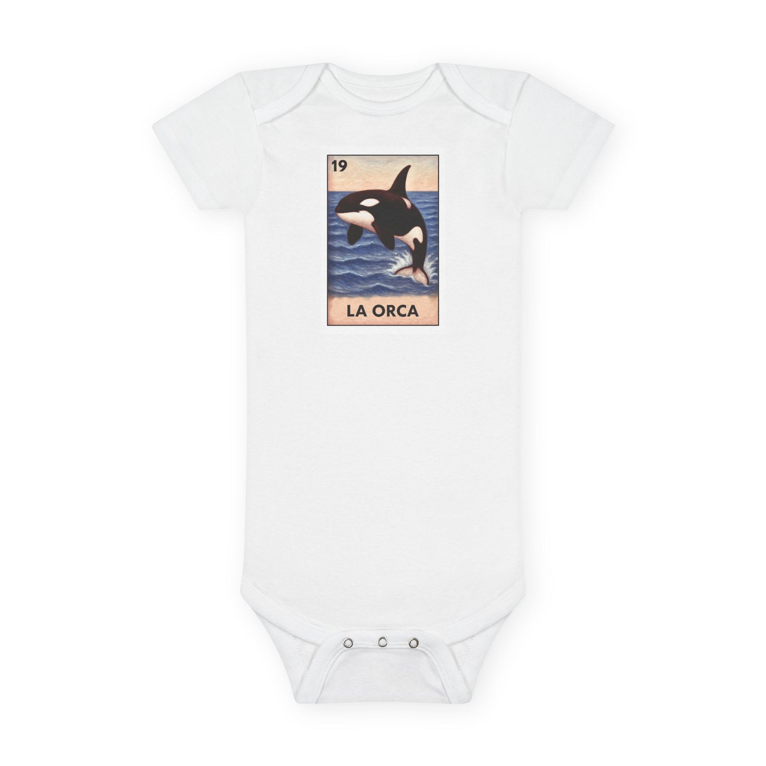 Orca Lotería - Baby Short Sleeve 100% Cotton Onesie (La Orca)