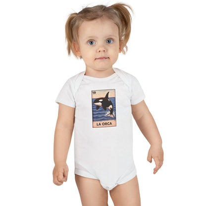 Orca Lotería - Baby Short Sleeve 100% Cotton Onesie (La Orca)