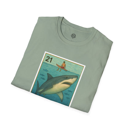 Shark Lotería Unisex - Soft Style U.S. Cotton T-Shirt (El Tiburón)