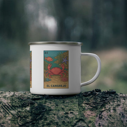 Crab Lotería Enamel Camping Mug (Cangrejo) (12oz - small)