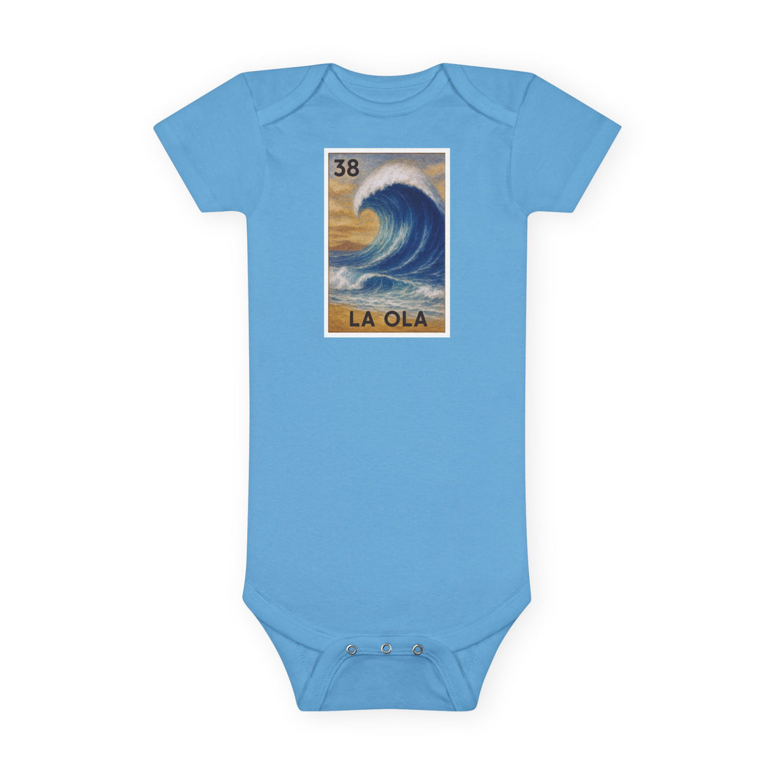 Wave Lotería - Baby Short Sleeve 100% Cotton Onesie (La Ola)