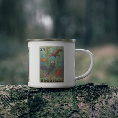 Kelp Forest Lotería Enamel Camping Mug (El Bosque de Algas) (12oz - small)