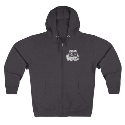 Tsunami Survivor Unisex - Zip Cotton Blend Fleece Hoodie