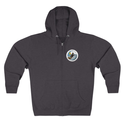 Surf with Otter 841 by Thiago Bianchini Unisex - Zip Cotton Blend Fleece Hoodie