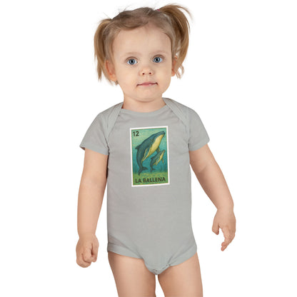 Whale Lotería - Baby Short Sleeve 100% Cotton Onesie (La Ballena)