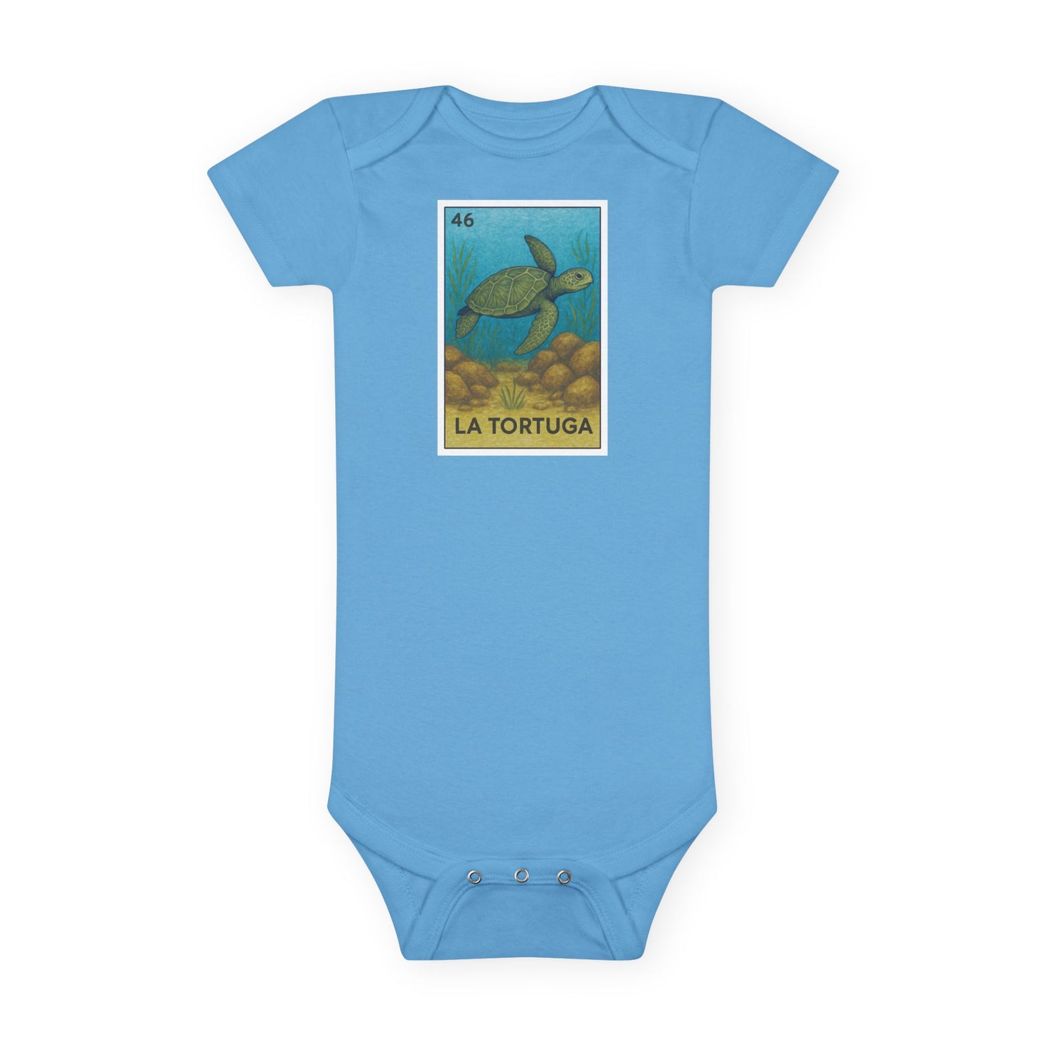Turtle Lotería - Baby Short Sleeve 100% Cotton Onesie (La Tortuga)