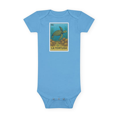 Turtle Lotería - Baby Short Sleeve 100% Cotton Onesie (La Tortuga)