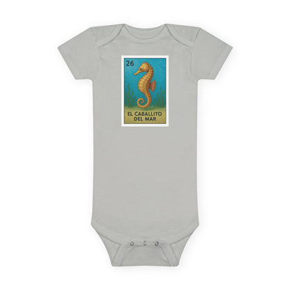 Seahorse Lotería - Baby Short Sleeve 100% Cotton Onesie (El Caballito del Mar)