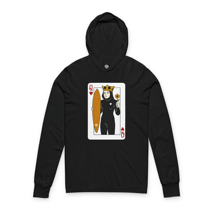 Queen of Hearts Surfer Unisex - Cotton Hooded Long Sleeve Hooded T-Shirt