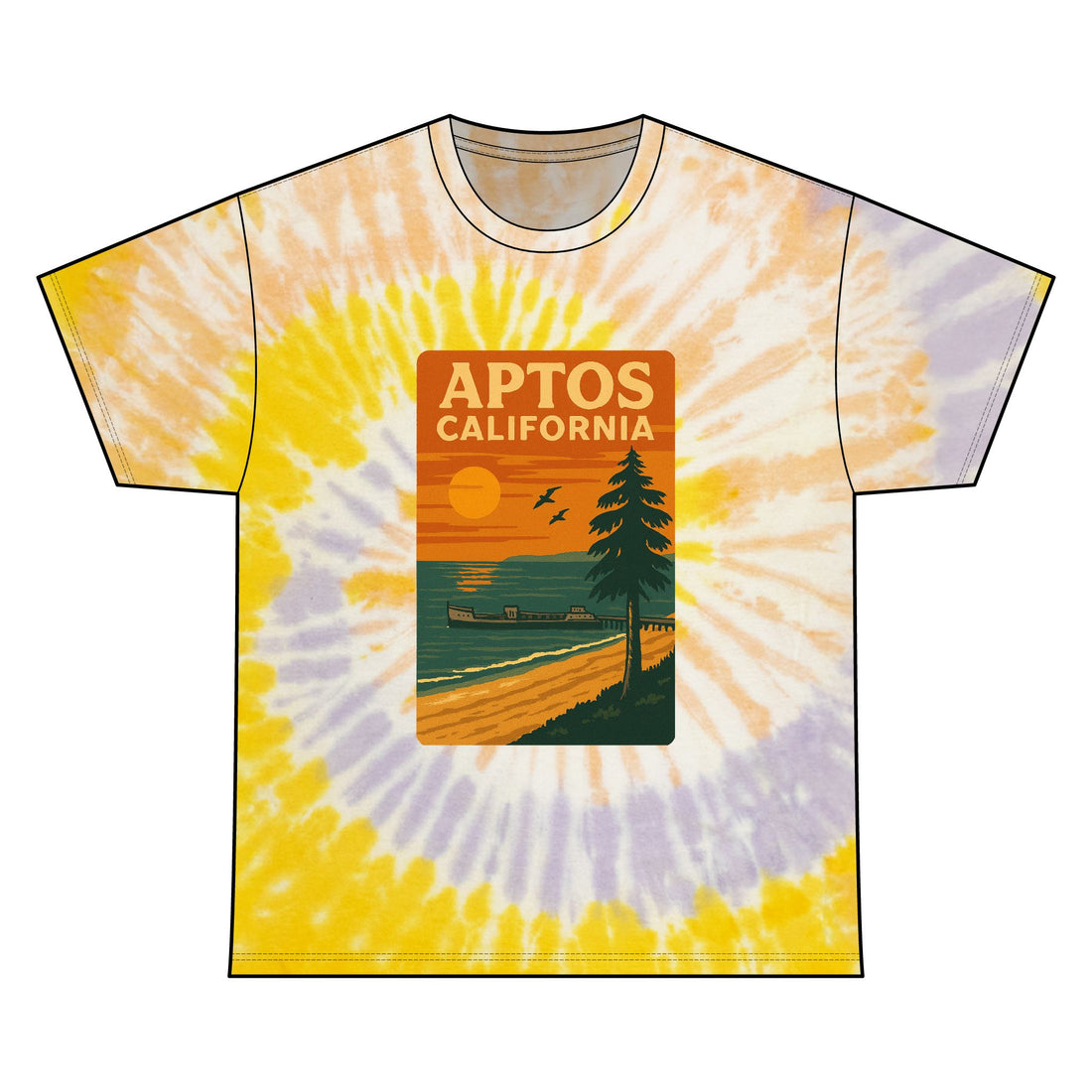 Aptos California Sunset Unisex Tie Dye - 100% Cotton T-Shirt