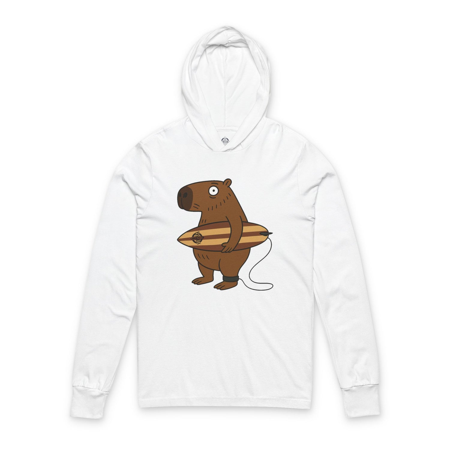 Capybara Surfer Unisex - Cotton Long Sleeve Hooded T-Shirt