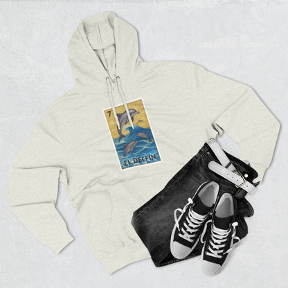 Dolphin Lotería Unisex - Pull-Over Cotton Blend Fleece Hoodie (El Delfín)