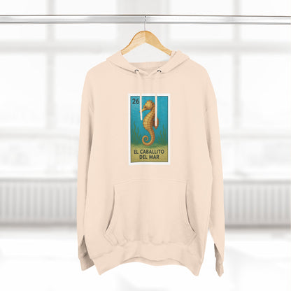 Seahorse Lotería Unisex - Pull-Over Cotton Blend Fleece Hoodie (El Caballito del Mar)