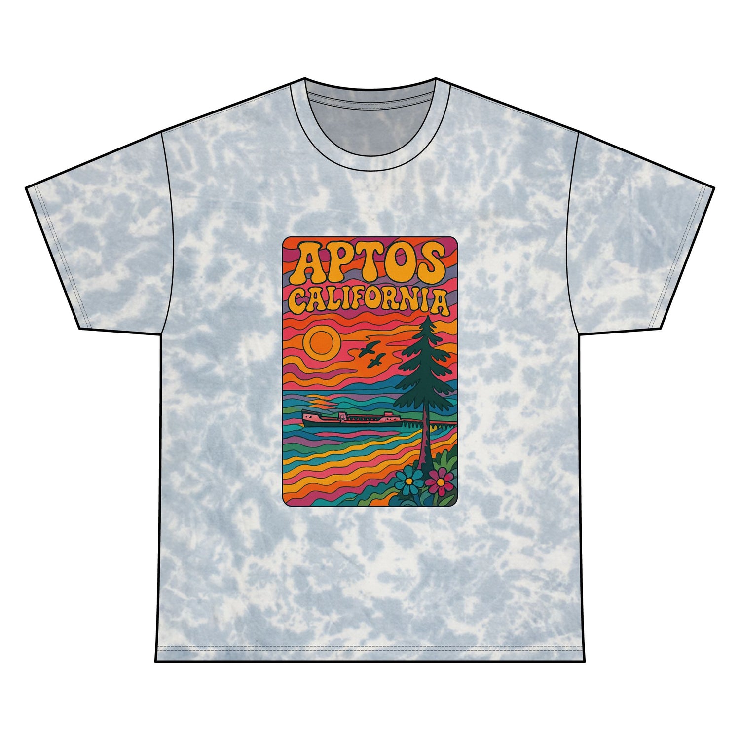 Aptos California Psychedelic Tie Die Unisex - 100% Cotton T-Shirt