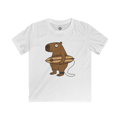 Capybara Surfer Kids - Soft Style U.S. Cotton T-Shirt