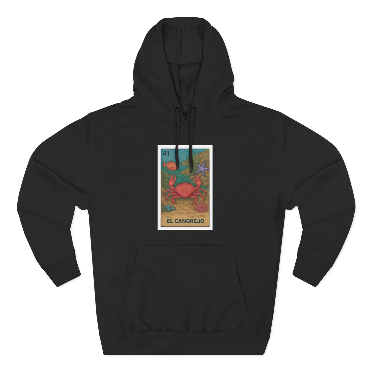 Crab Lotería Unisex - Pull-Over Cotton Blend Fleece Hoodie (El Cangrejo)