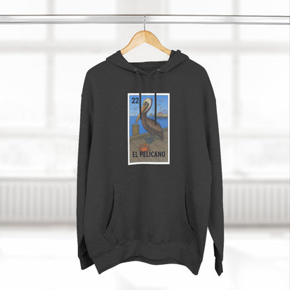 Pelican Lotería Unisex - Pull-Over Cotton Blend Fleece Hoodie (El Pelícano)