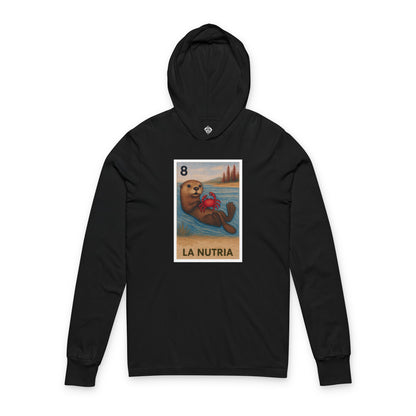 Sea Otter Lotería Unisex - Cotton Hooded Long Sleeve Hooded T-Shirt (La Nutria)