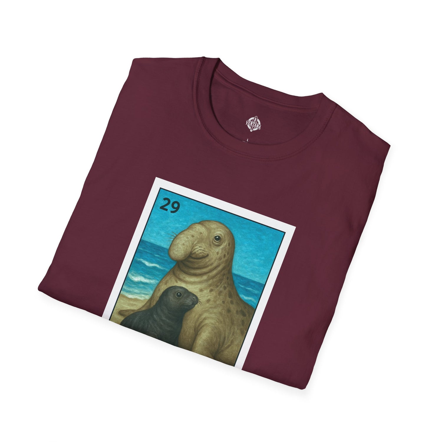 Elephant Seal Lotería Unisex - Soft Style U.S. Cotton T-Shirt (El Elefante Marino)