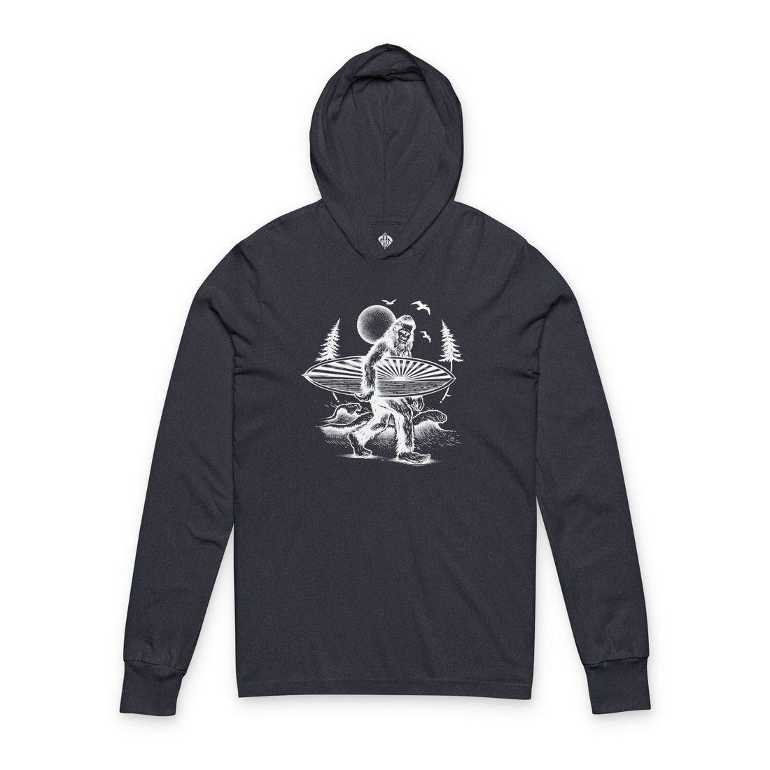 Ventana Surfsquatch by Thiago Bianchini Unisex - Cotton Long Sleeve Hooded T-Shirt