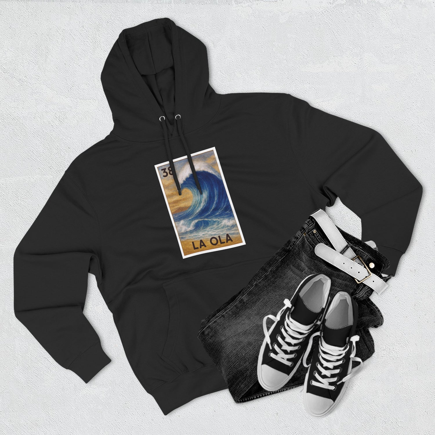 Wave Lotería Unisex - Pull-Over Cotton Blend Fleece Hoodie (La Ola)