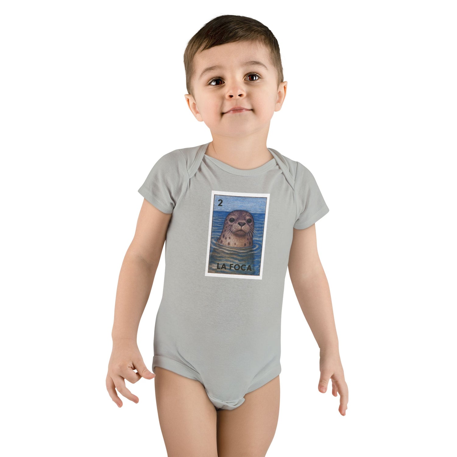Seal Lotería - Baby Short Sleeve 100% Cotton Onesie (La Foca)