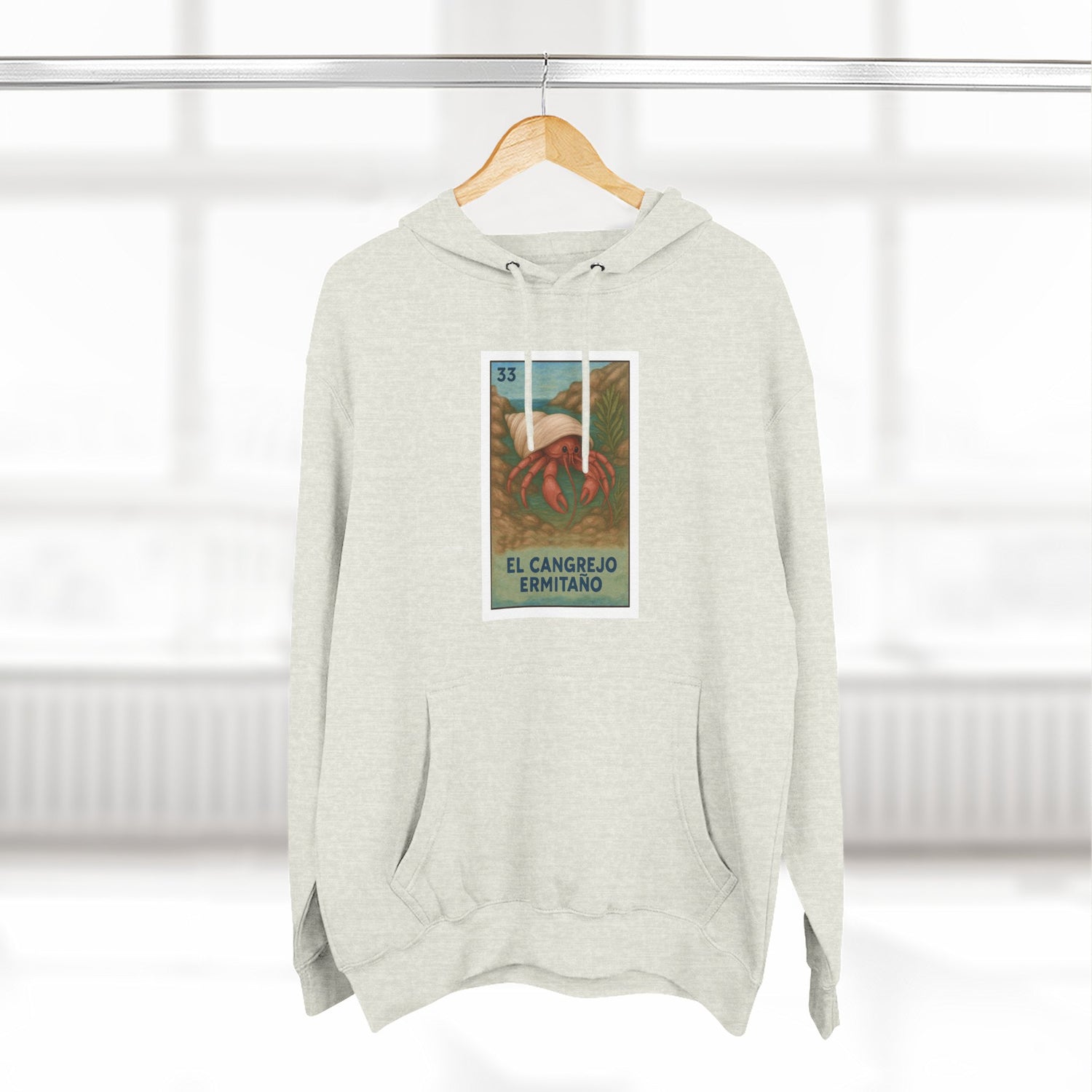 Hermit Crab Lotería Unisex - Pull-Over Cotton Blend Fleece Hoodie (El Cangrejo Ermitaño)