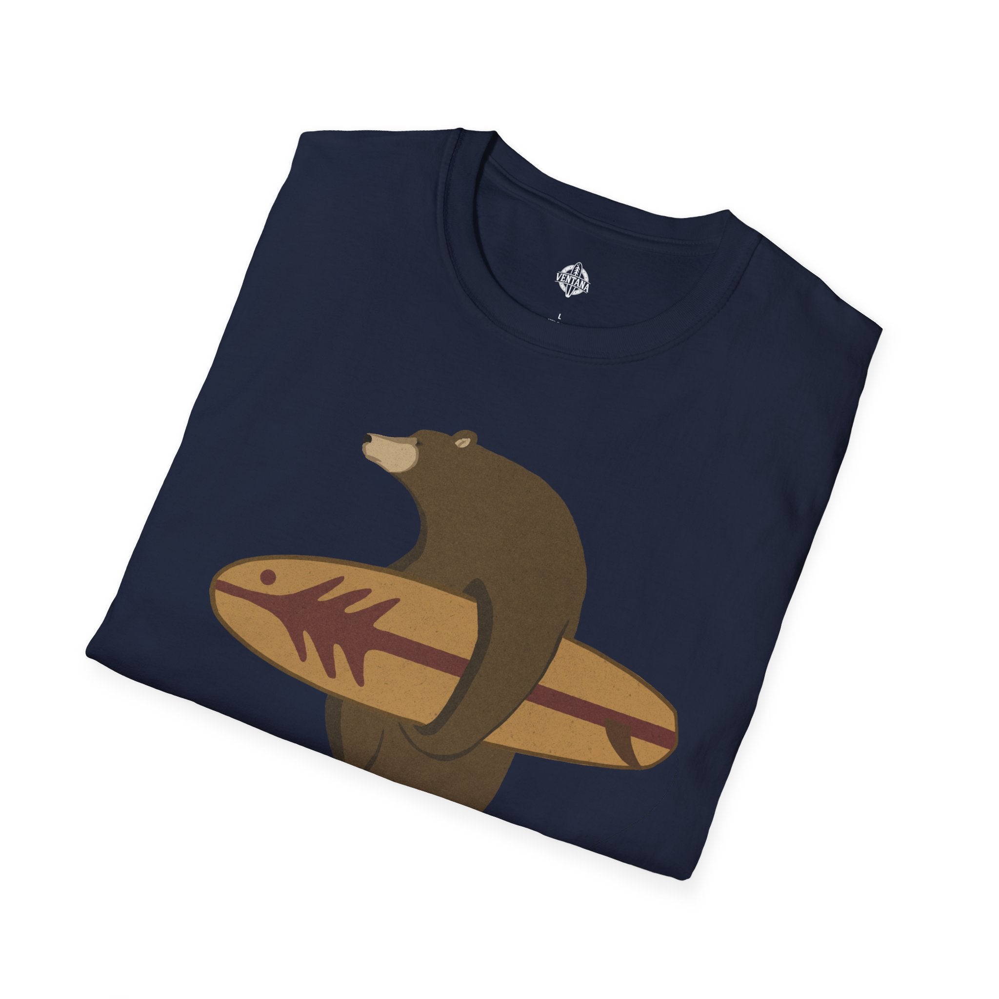 Surfing Grizzly Bear by Fabian Lavater Unisex - Soft Style U.S. Cotton T-Shirt