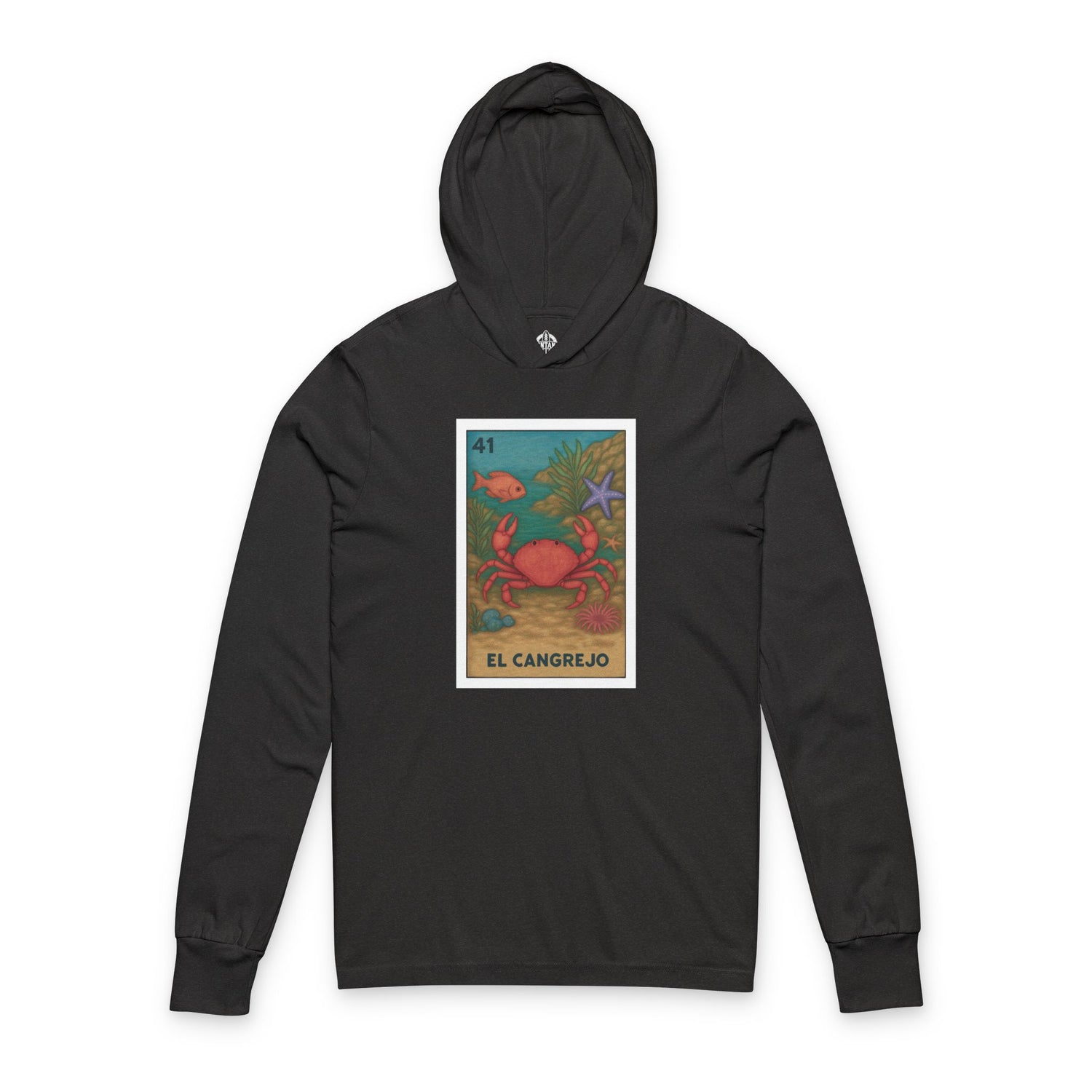 Crab Lotería Unisex - Cotton Hooded Long Sleeve Hooded T-Shirt (El Cangrejo)