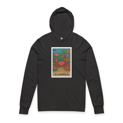 Crab Lotería Unisex - Cotton Hooded Long Sleeve Hooded T-Shirt (El Cangrejo)
