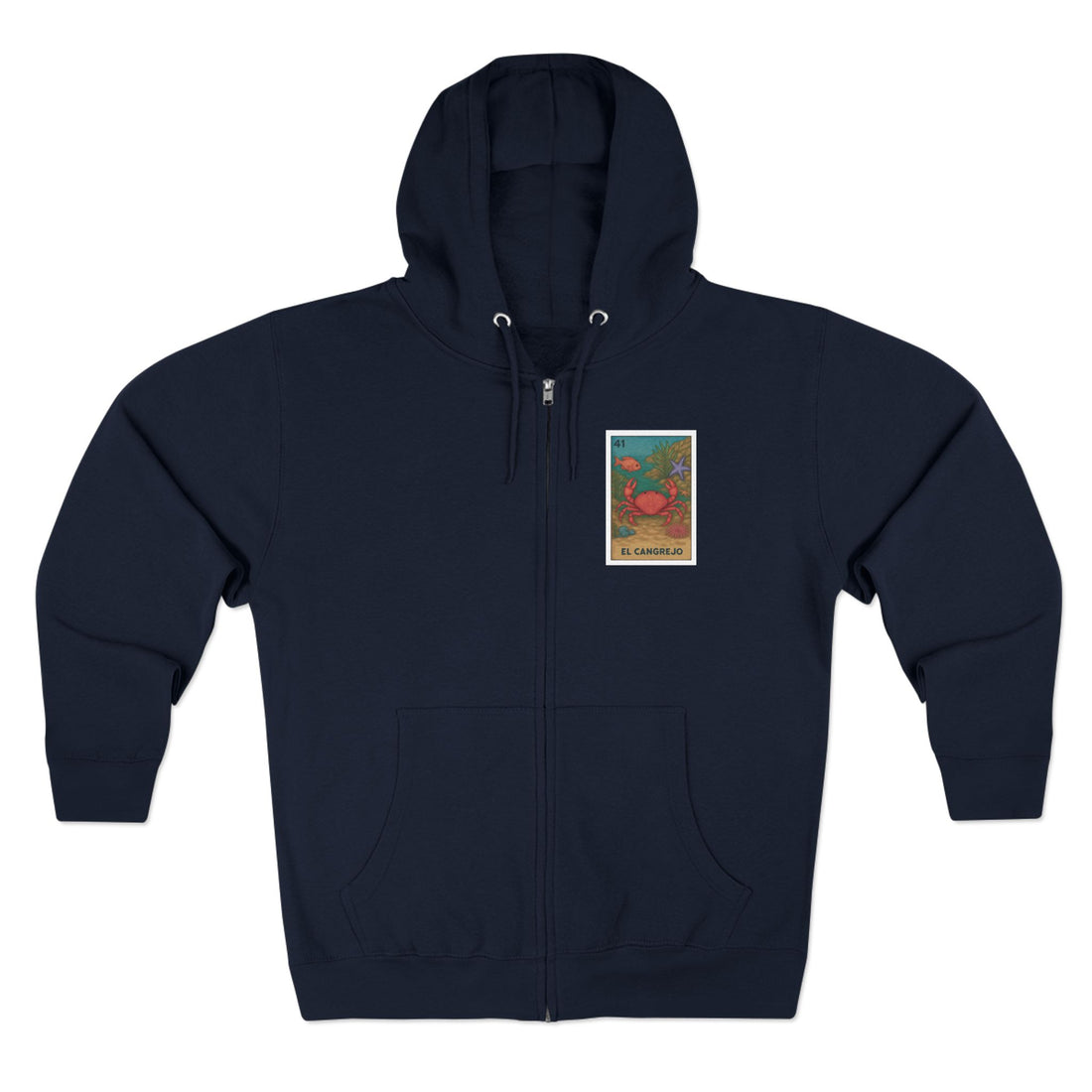 Crab Lotería Unisex - Zip Cotton Blend Fleece Hoodie (El Cangrejo)