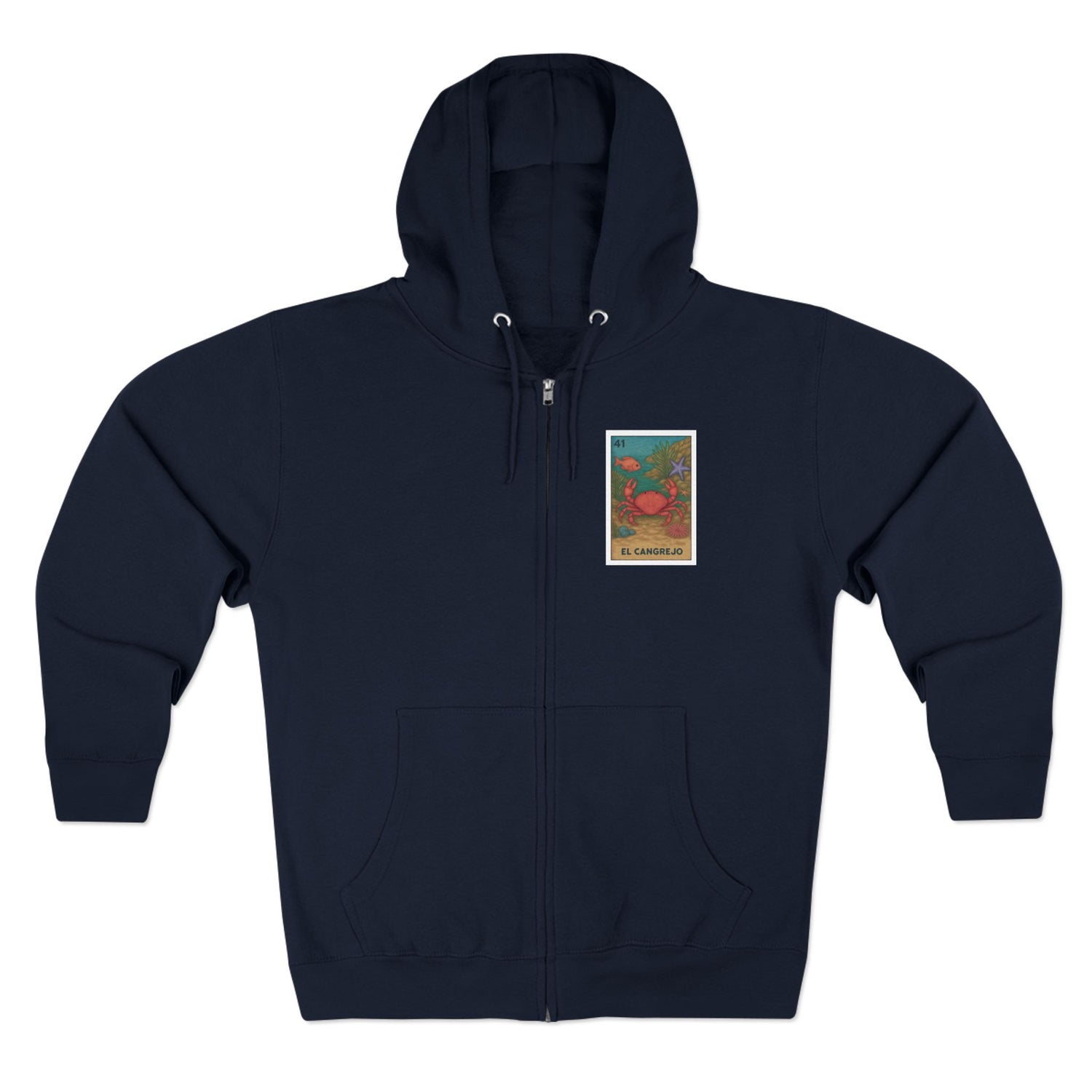 Crab Lotería Unisex - Zip Cotton Blend Fleece Hoodie (El Cangrejo)