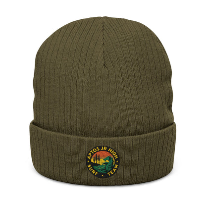 Aptos Junior High Surf Team - Embroidered Unisex Ribbed Knit Beanie with Recycled Polyester