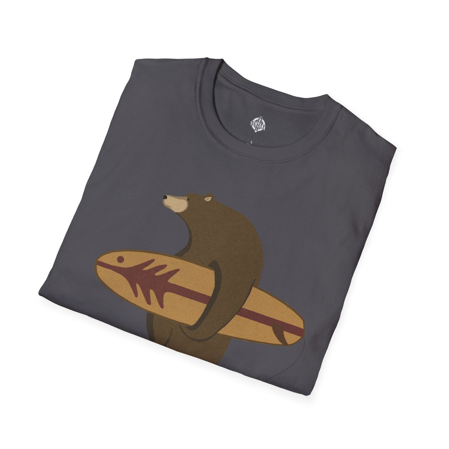 Surfing Grizzly Bear by Fabian Lavater Unisex - Soft Style U.S. Cotton T-Shirt