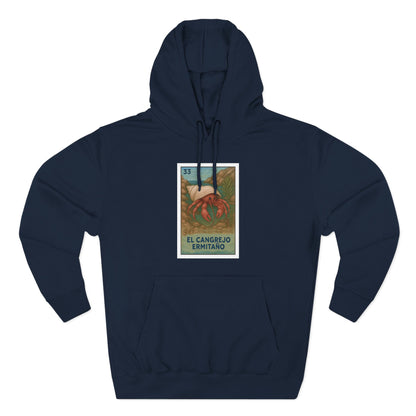 Hermit Crab Lotería Unisex - Pull-Over Cotton Blend Fleece Hoodie (El Cangrejo Ermitaño)
