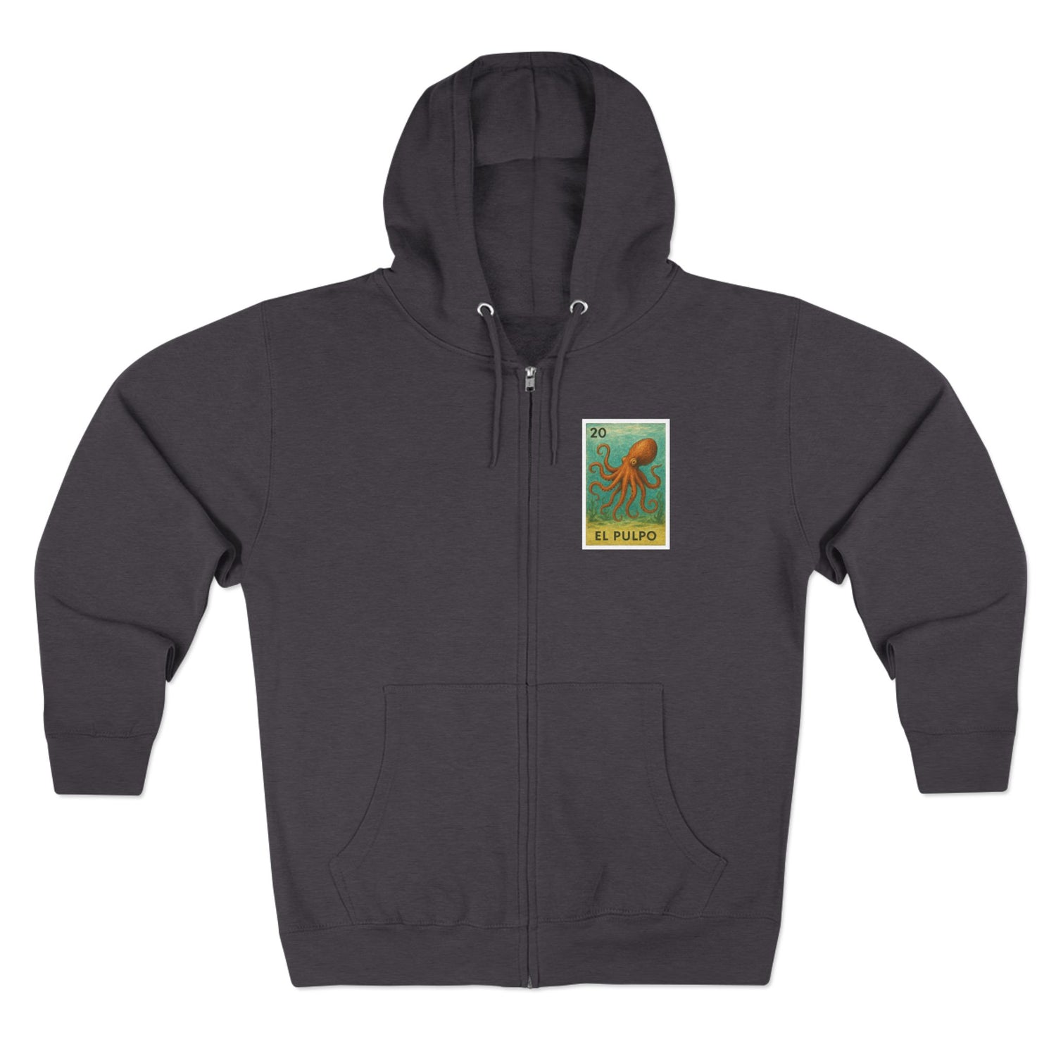 Octopus Lotería Unisex - Zip Cotton Blend Fleece Hoodie (El Pulpo)