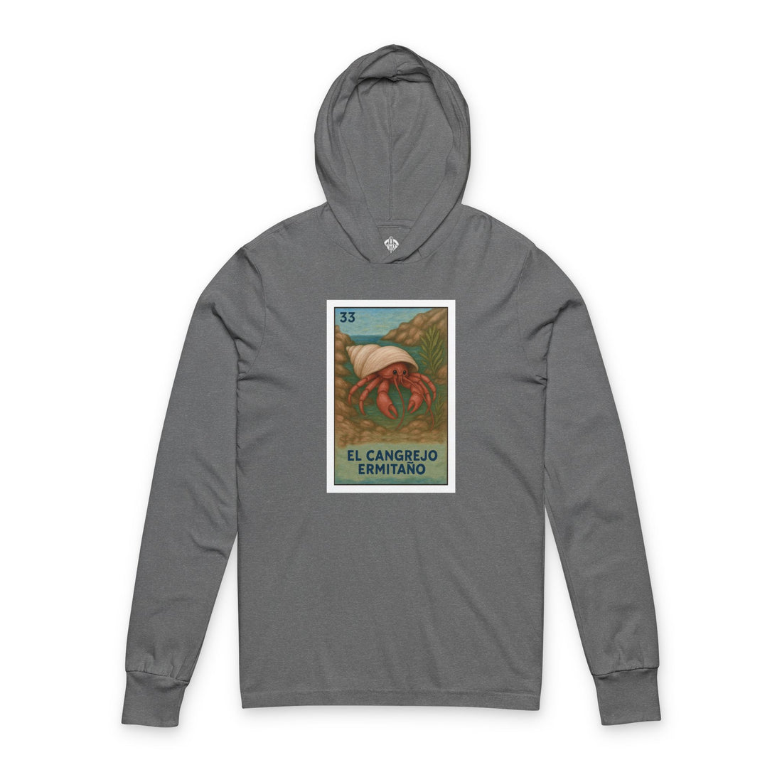 Hermit Crab Lotería Unisex - Cotton Hooded Long Sleeve Hooded T-Shirt (El Cangrejo Ermitaño)