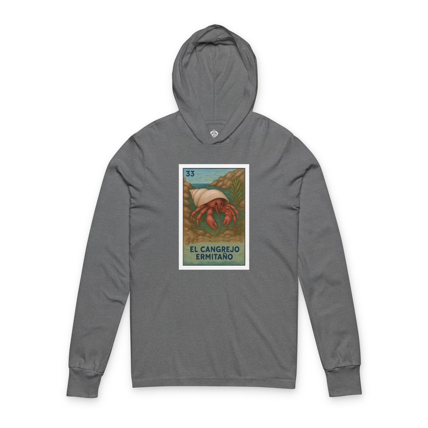 Hermit Crab Lotería Unisex - Cotton Hooded Long Sleeve Hooded T-Shirt (El Cangrejo Ermitaño)