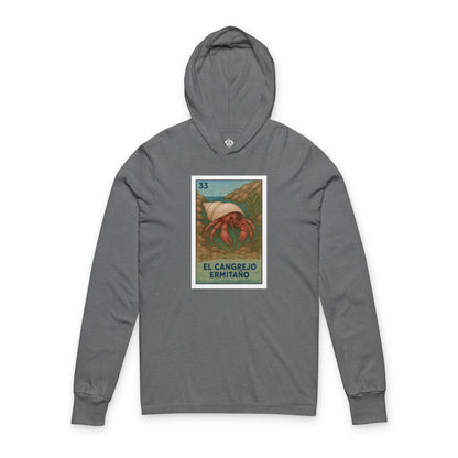 Hermit Crab Lotería Unisex - Cotton Hooded Long Sleeve Hooded T-Shirt (El Cangrejo Ermitaño)
