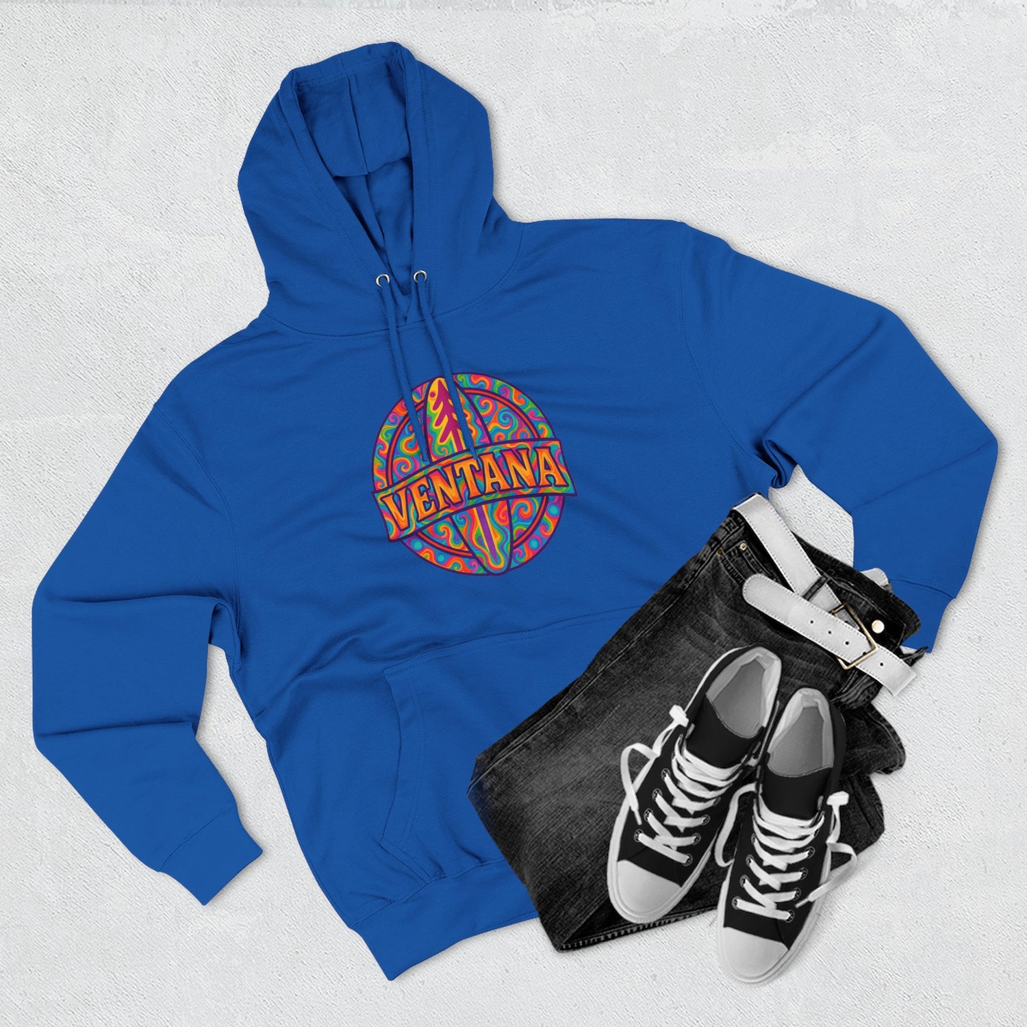 Ventana Psychedelic Treefish Logo Unisex - Pull-Over Cotton Blend Fleece Hoodie