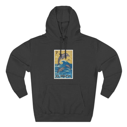 Dolphin Lotería Unisex - Pull-Over Cotton Blend Fleece Hoodie (El Delfín)