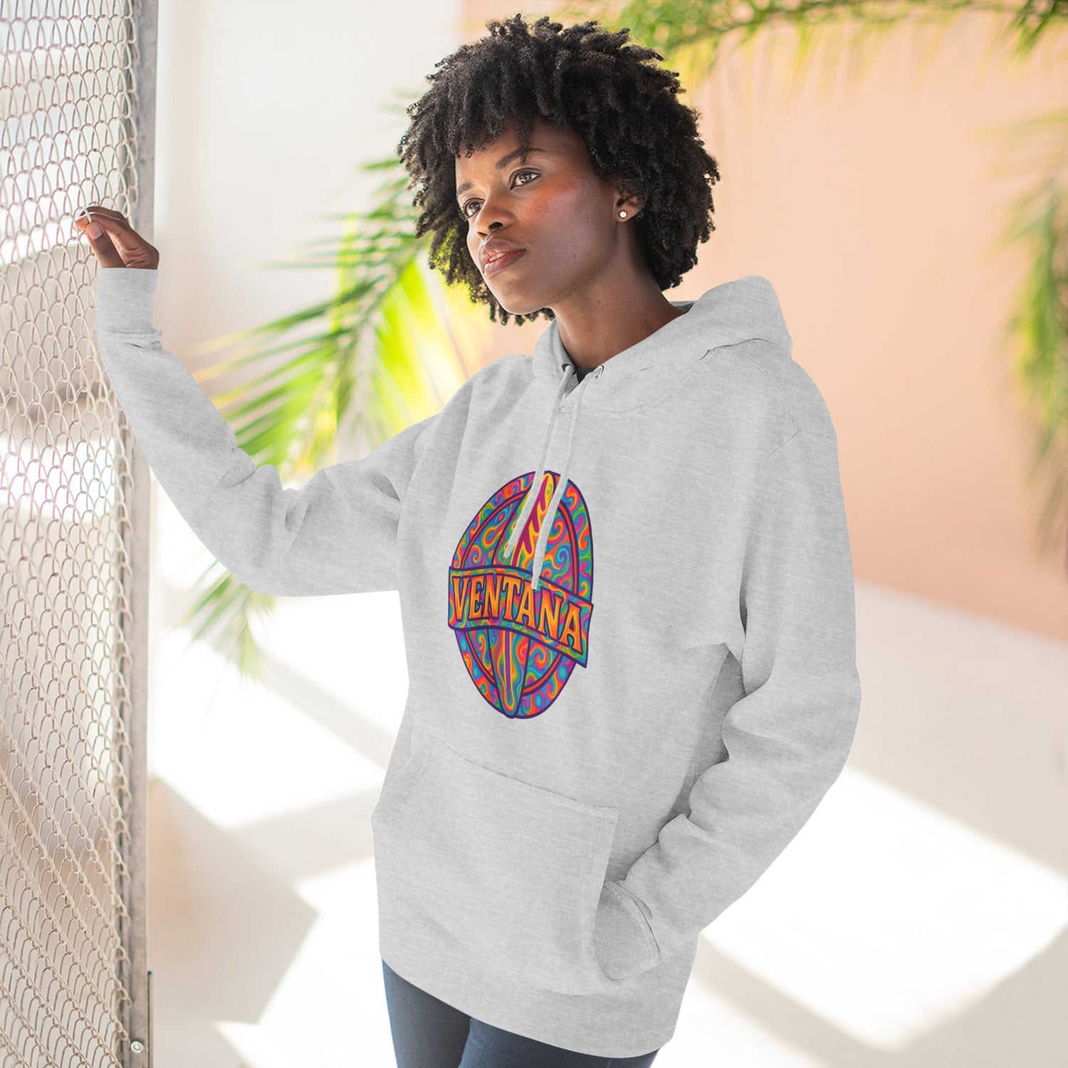 Ventana Psychedelic Treefish Logo Unisex - Pull-Over Cotton Blend Fleece Hoodie