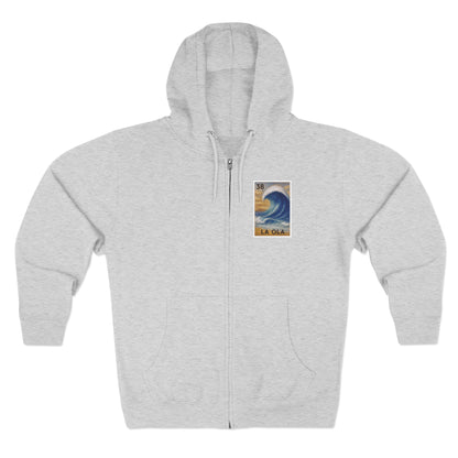 Wave Lotería Unisex - Zip Cotton Blend Fleece Hoodie (La Ola)