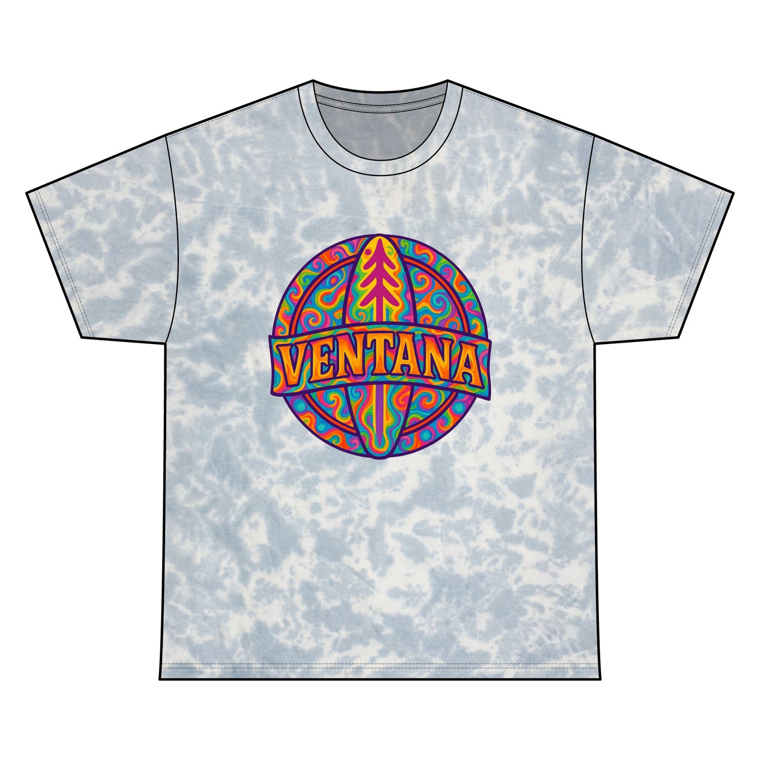Ventana Psychedelic Treefish Logo Tie Dye Unisex - 100% Cotton T-Shirt
